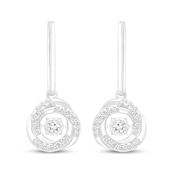 Thumbnail Image 2 of Unstoppable Love Diamond Knot Hoop Dangle Earrings 1/4 ct tw 10K White Gold