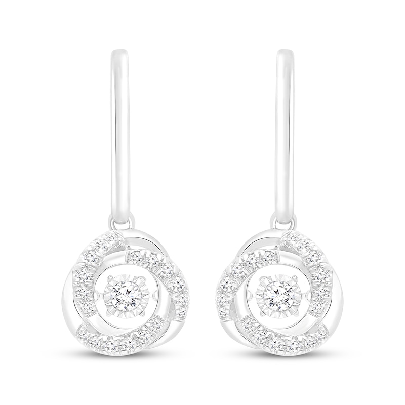 Main Image 2 of Unstoppable Love Diamond Knot Hoop Dangle Earrings 1/4 ct tw 10K White Gold
