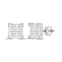 Men's KAY Lab-Grown Diamonds Quad Square-Cut Stud Earrings 2 ct tw 10K White Gold