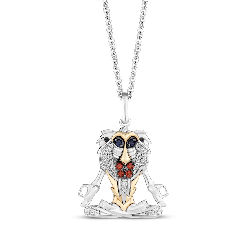 Main Image 1 of Disney Treasures The Lion King &quot;Rafiki&quot; Gemstone & Diamond Necklace 1/20 ct tw Sterling Silver & 10K Yellow Gold 19&quot;