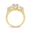 Thumbnail Image 2 of Memories Moments Magic Princess-Cut Lab-Created Diamond Three-Stone Engagement Ring 3 ct tw 14K Yellow Gold