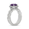 Thumbnail Image 2 of Neil Lane Cushion-Cut Amethyst & Diamond Halo Bridal Set 5/8 ct tw 14K White Gold