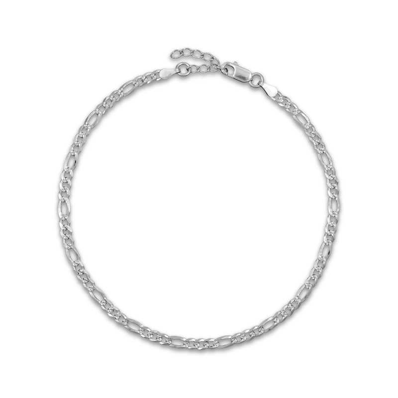 Main Image 1 of Diamond-Cut Figaro Chain Anklet 3mm Solid Sterling Silver 10&quot;