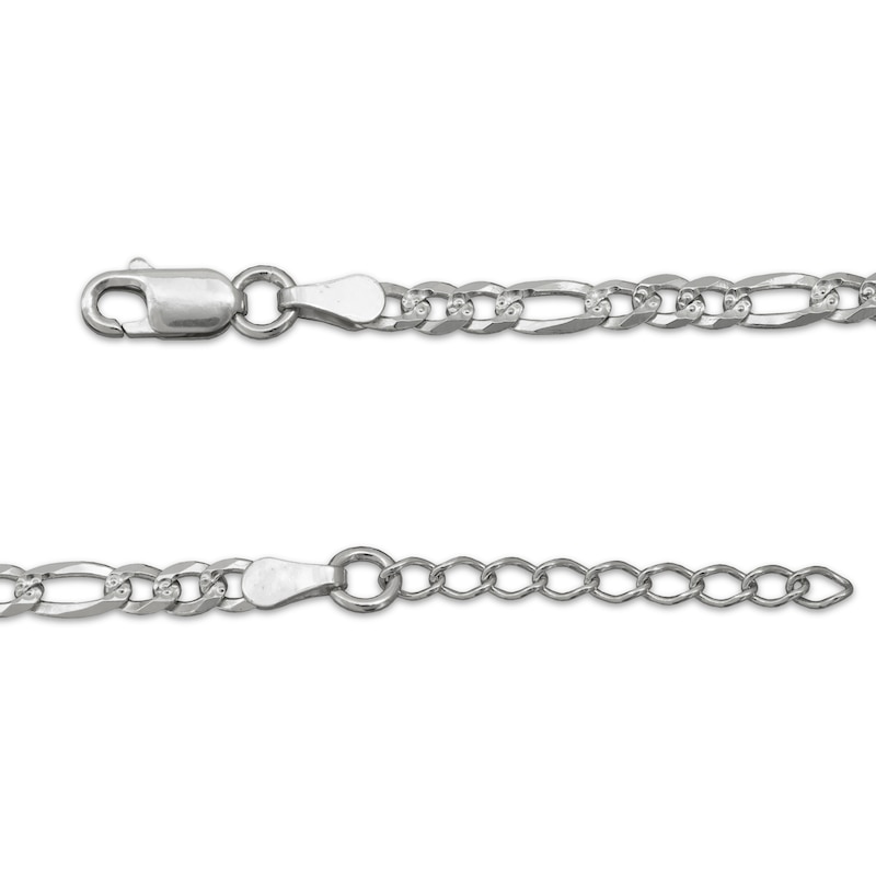 Main Image 3 of Diamond-Cut Figaro Chain Anklet 3mm Solid Sterling Silver 10&quot;