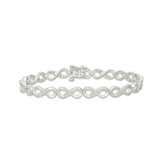 Diamond Infinity Link Bracelet 1/5 ct tw Sterling Silver 7"
