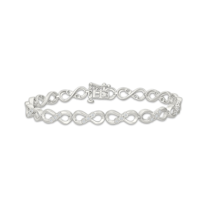 Main Image 1 of Diamond Infinity Link Bracelet 1/5 ct tw Sterling Silver 7"