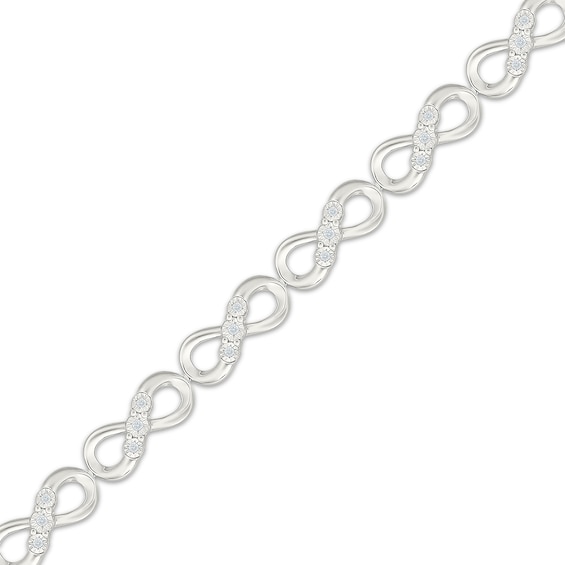 Thumbnail Image 2 of Diamond Infinity Link Bracelet 1/5 ct tw Sterling Silver 7"