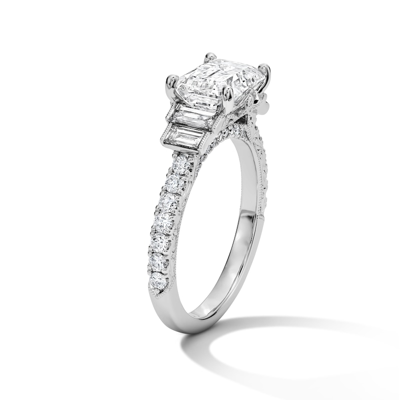 Main Image 3 of Neil Lane Artistry East West Emerald-Cut Lab-Grown Diamond Engagement Ring 2-7/8 ct tw 14K White Gold