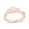 Thumbnail Image 1 of Memories Moments Magic Round-Cut Diamond Halo Three-Stone Engagement Ring 5/8 ct tw 14K Rose Gold