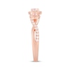 Thumbnail Image 2 of Memories Moments Magic Round-Cut Diamond Halo Three-Stone Engagement Ring 5/8 ct tw 14K Rose Gold