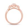 Thumbnail Image 3 of Memories Moments Magic Round-Cut Diamond Halo Three-Stone Engagement Ring 5/8 ct tw 14K Rose Gold
