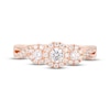 Thumbnail Image 4 of Memories Moments Magic Round-Cut Diamond Halo Three-Stone Engagement Ring 5/8 ct tw 14K Rose Gold