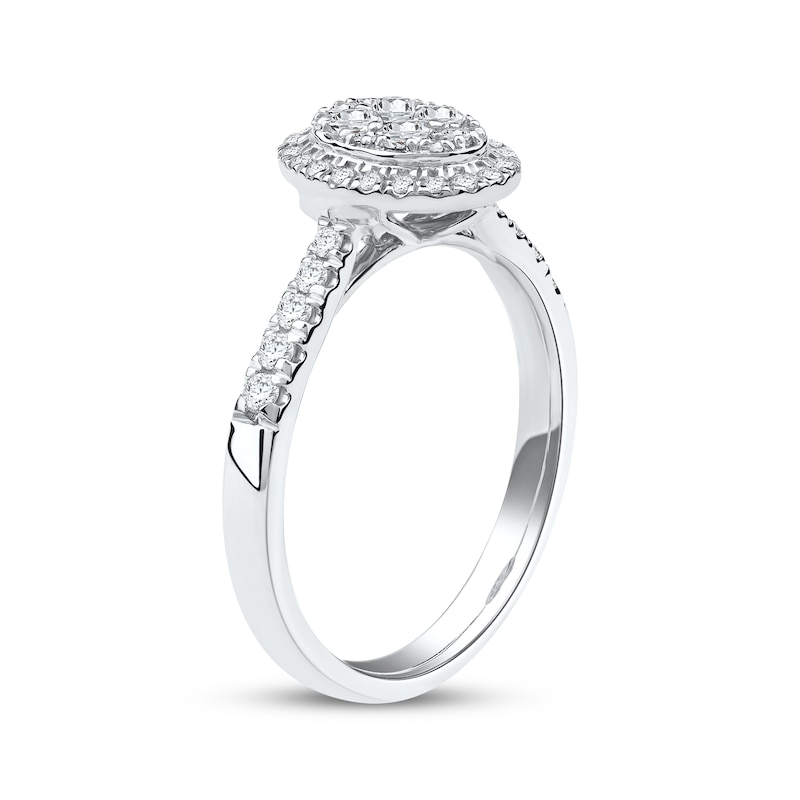 Main Image 2 of Now + Forever Multi-Diamond Oval Halo Engagement Ring 1/2 ct tw 10K White Gold