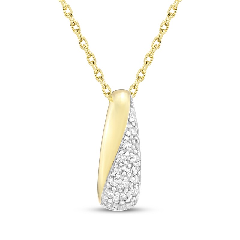 Main Image 1 of Diamond Diagonal Necklace 1/10 ct tw 10K Yellow Gold 18&quot;