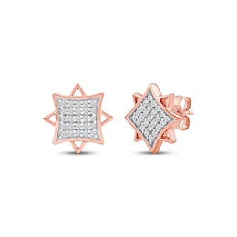 Multi-Diamond Eight-Point Star Stud Earrings 1/4 ct tw 10K Rose Gold