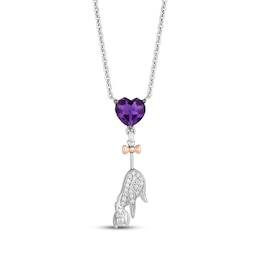 Disney Treasures Winnie the Pooh "Eeyore" Amethyst & Diamond Necklace 1/20 ct tw Sterling Silver & 10K Rose Gold 18"