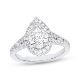 Now + Forever Lab-Grown Diamonds Pear-Shaped Halo Engagement Ring 2-1/4 ct tw 14K White Gold