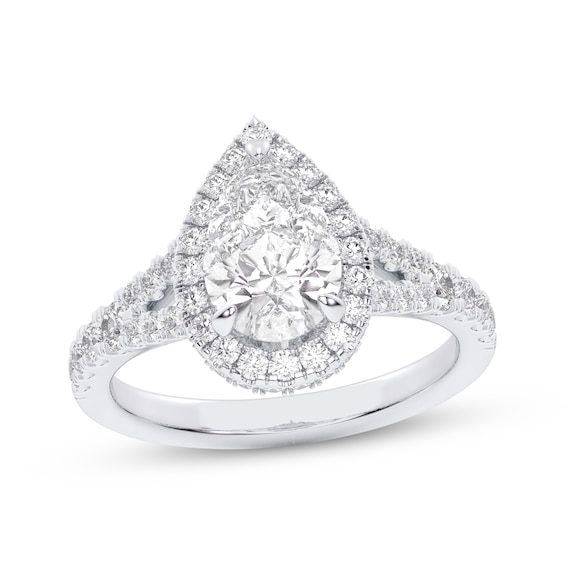 Now + Forever Lab-Grown Diamonds Pear-Shaped Halo Engagement Ring 2-1/4 ct tw 14K White Gold