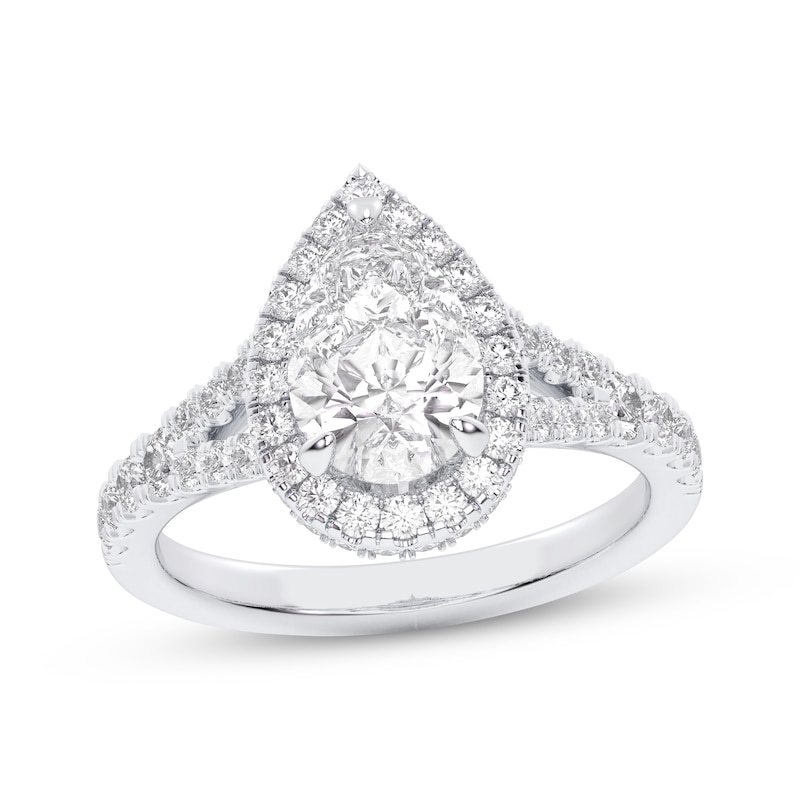 Main Image 1 of Now + Forever Lab-Grown Diamonds Pear-Shaped Halo Engagement Ring 2-1/4 ct tw 14K White Gold