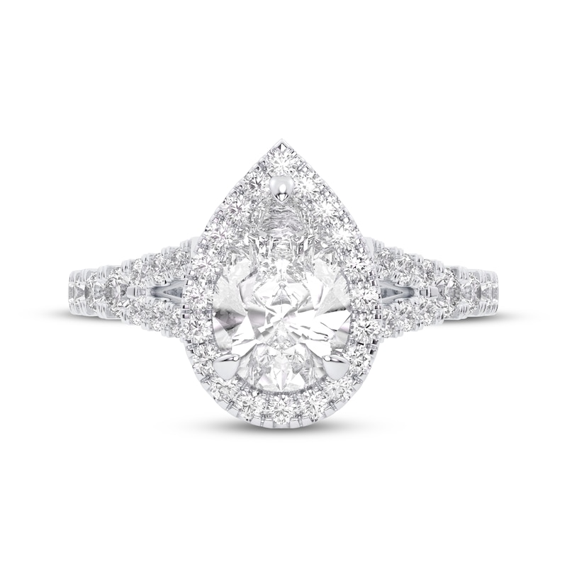 Main Image 3 of Now + Forever Lab-Grown Diamonds Pear-Shaped Halo Engagement Ring 2-1/4 ct tw 14K White Gold