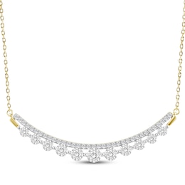 Diamond Two-Row Smile Necklace 1 ct tw 14K Yellow Gold 18"