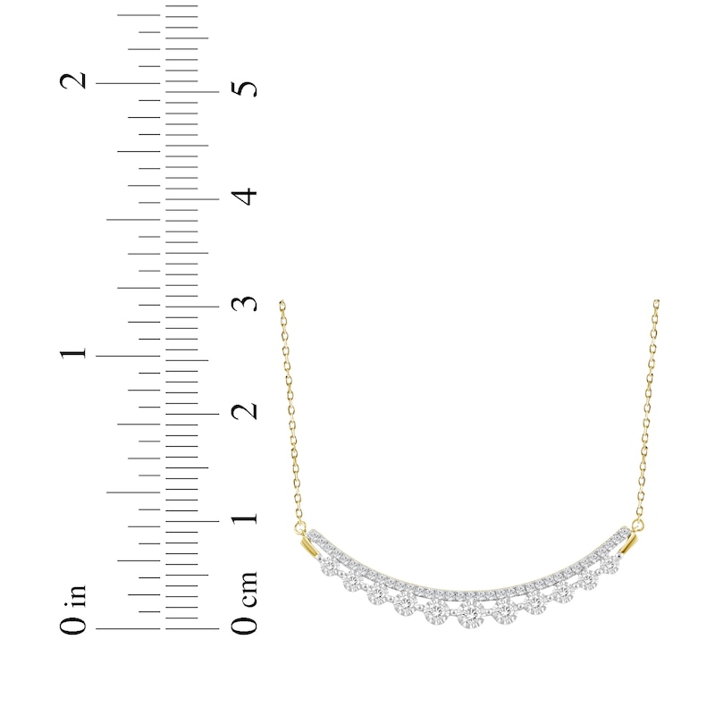Main Image 3 of Diamond Two-Row Smile Necklace 1 ct tw 14K Yellow Gold 18&quot;
