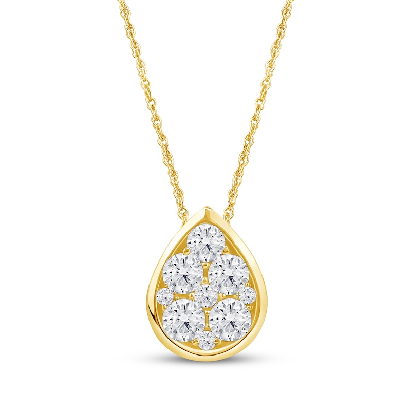 Main Image 1 of KAY Lab-Grown Diamonds Multi-Stone Teardrop Necklace 1/2 ct tw 10K Yellow Gold 18&quot;