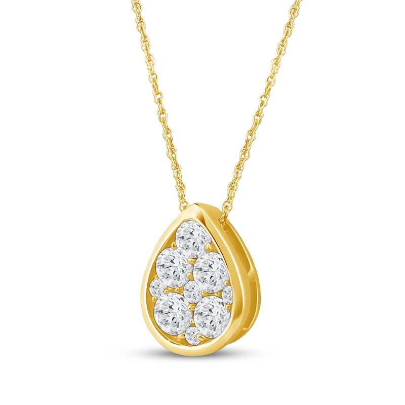 Main Image 2 of KAY Lab-Grown Diamonds Multi-Stone Teardrop Necklace 1/2 ct tw 10K Yellow Gold 18&quot;