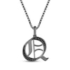 Thumbnail Image 1 of Ink & Ice Men's Black Diamond Initial &quot;Q&quot; Necklace 1/8 ct tw Black Rhodium-Plated Sterling Silver 22&quot;