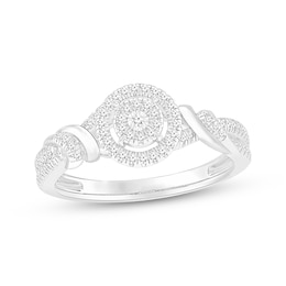 Diamond Halo Twist Fashion Ring 1/5 ct tw 10K White Gold