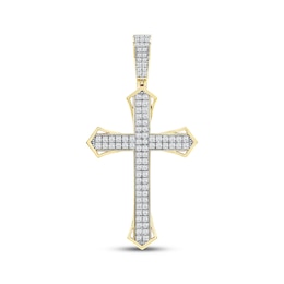 Men's Diamond Cross Charm 1-1/2 ct tw 10K Yellow Gold