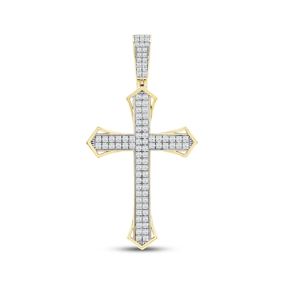 Men's Diamond Cross Charm 1-1/2 ct tw 10K Yellow Gold