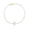 Thumbnail Image 1 of Cultured Pearl & Diamond Accent Star Bracelet 10K Yellow Gold 7.25&quot;