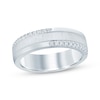 Thumbnail Image 1 of Men's Now + Forever® Diamond Satin Finish Wedding Band 1/4 ct tw 10K White Gold
