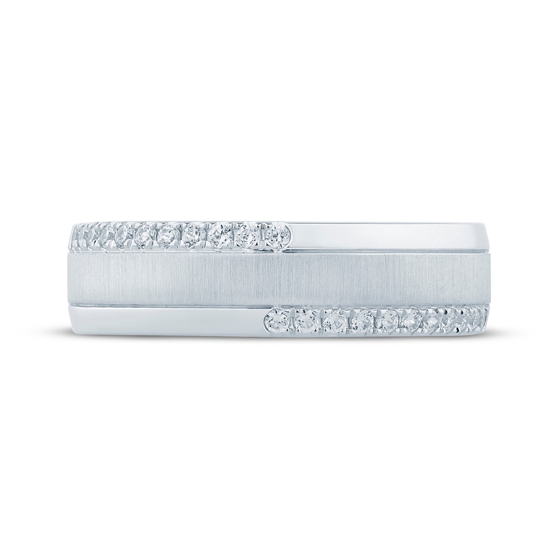 Main Image 3 of Men's Now + Forever® Diamond Satin Finish Wedding Band 1/4 ct tw 10K White Gold