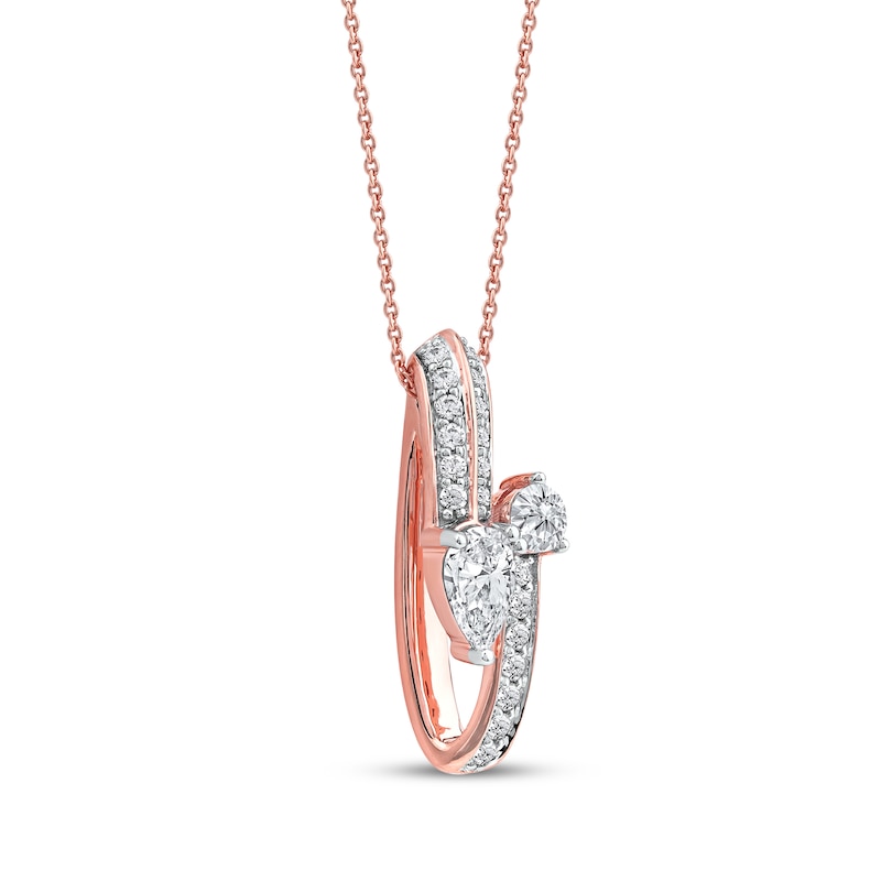 Main Image 2 of Pear-Shaped & Round-Cut Diamond Bypass Loop Necklace 1 ct tw 10K Rose Gold 18&quot;