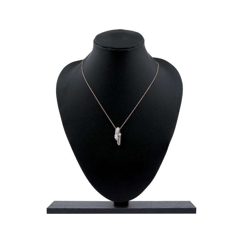 Main Image 5 of Pear-Shaped & Round-Cut Diamond Bypass Loop Necklace 1 ct tw 10K Rose Gold 18"