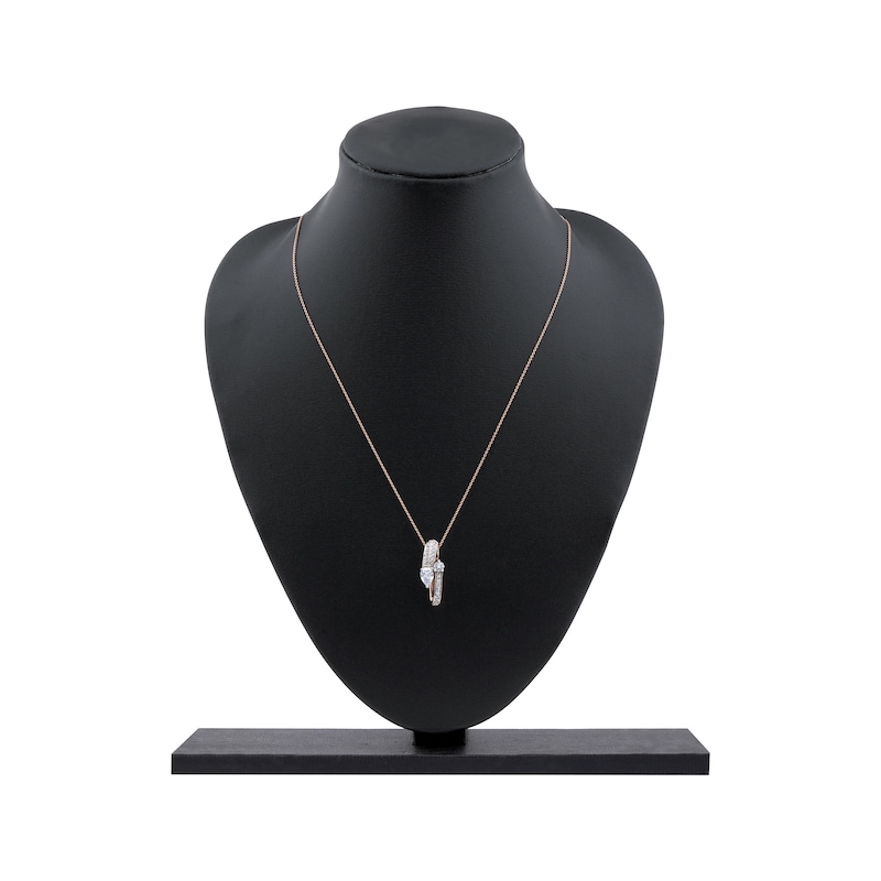 Main Image 6 of Pear-Shaped & Round-Cut Diamond Bypass Loop Necklace 1 ct tw 10K Rose Gold 18"