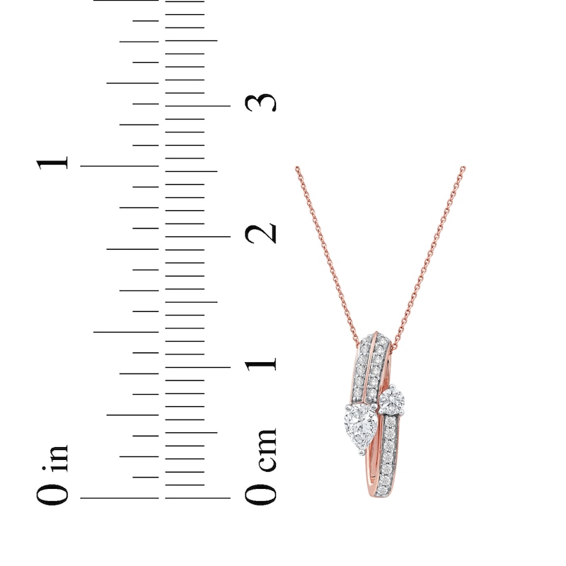 Main Image 5 of Pear-Shaped & Round-Cut Diamond Bypass Loop Necklace 1 ct tw 10K Rose Gold 18&quot;