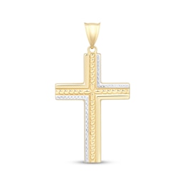 Textured Cross Charm 10K Yellow Gold