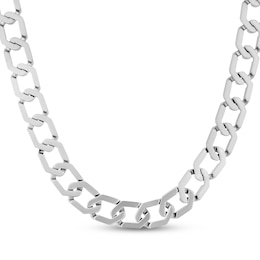 Men's Hexagon Link Necklace Solid Stainless Steel 20.25"