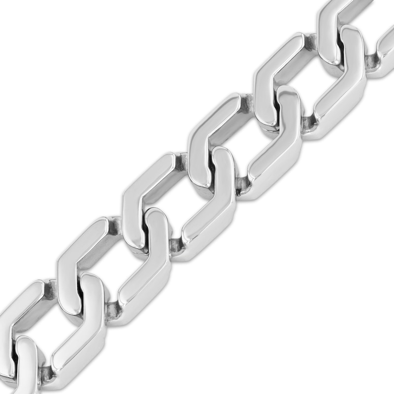 Main Image 2 of Men's Hexagon Link Necklace Solid Stainless Steel 20.25"