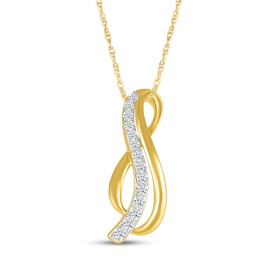 Diamond Journey Infinity Necklace 1/5 ct tw 10K Yellow Gold 18"