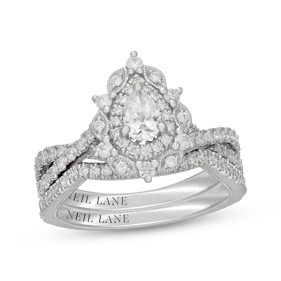 Neil Lane Pear-Shaped Diamond Halo Bridal Set 1-1/8 ct tw 14K White Gold