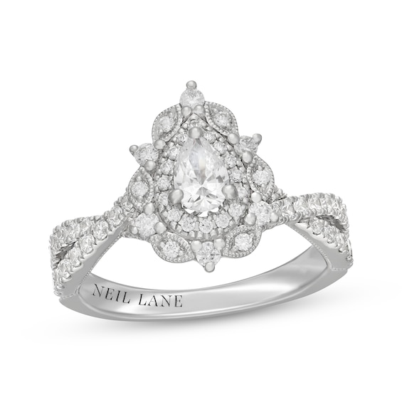 Neil Lane Pear-Shaped Diamond Halo Engagement Ring 1 ct tw 14K White Gold
