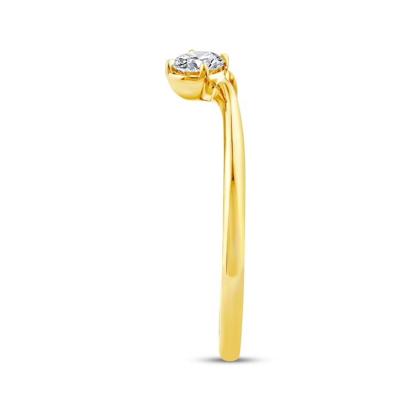 Main Image 2 of Oval-Cut Lab-Grown Diamond Tilted Fashion Ring 1/4 ct tw 10K Yellow Gold