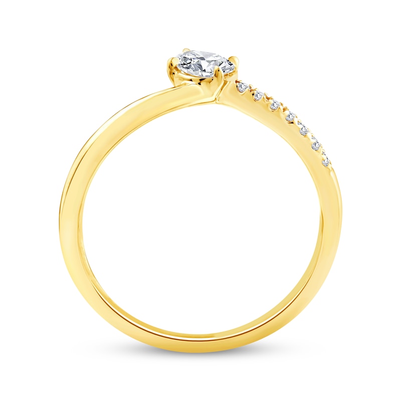 Main Image 3 of Oval-Cut Lab-Grown Diamond Tilted Fashion Ring 1/4 ct tw 10K Yellow Gold