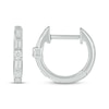 Thumbnail Image 1 of Baguette & Round-Cut Diamond Hoop Earrings 1/10 ct tw 10K White Gold