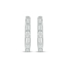 Thumbnail Image 2 of Baguette & Round-Cut Diamond Hoop Earrings 1/10 ct tw 10K White Gold
