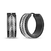 Thumbnail Image 1 of Men's Fishbone-Pattern Hoop Earrings Stainless Steel & Black Ion Plating